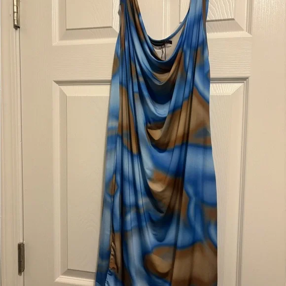 blue and brown marble dress Brown/Blue Striped Dress – ShopRyann main image 1